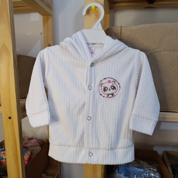 Producto - TALLE 1 - Campera acanalada de Plush - Blanco