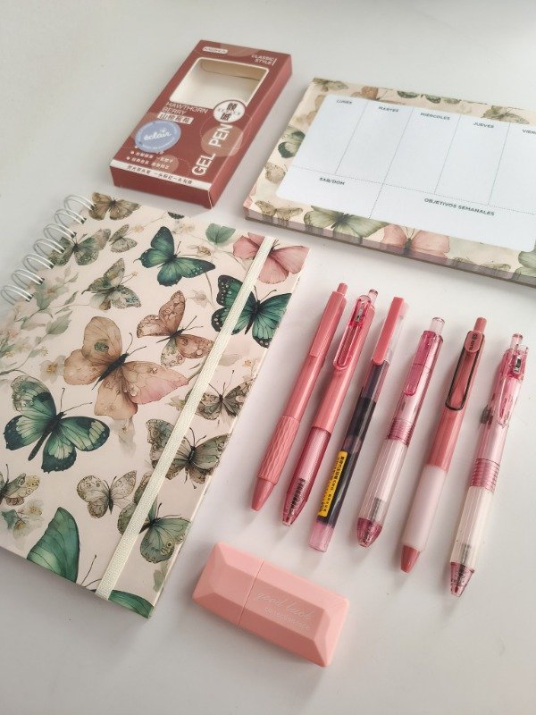 Producto - Combo cuaderno + organizador semanal + accesorios - Bordó - 5