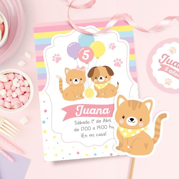 Producto - Kit temática "Adopciones" Perros y gatos (Rosa)