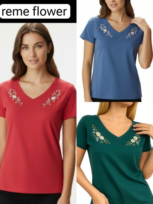 Producto - Flower remera de algodón BORDADA