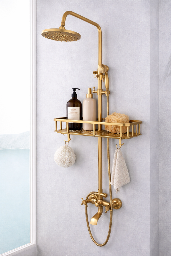Producto - Estante canasto de ducha bronce 31x14x6