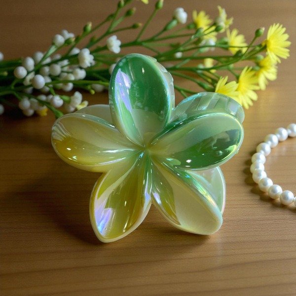 Producto - Broche Hawaiana Copo Verde Amarillo