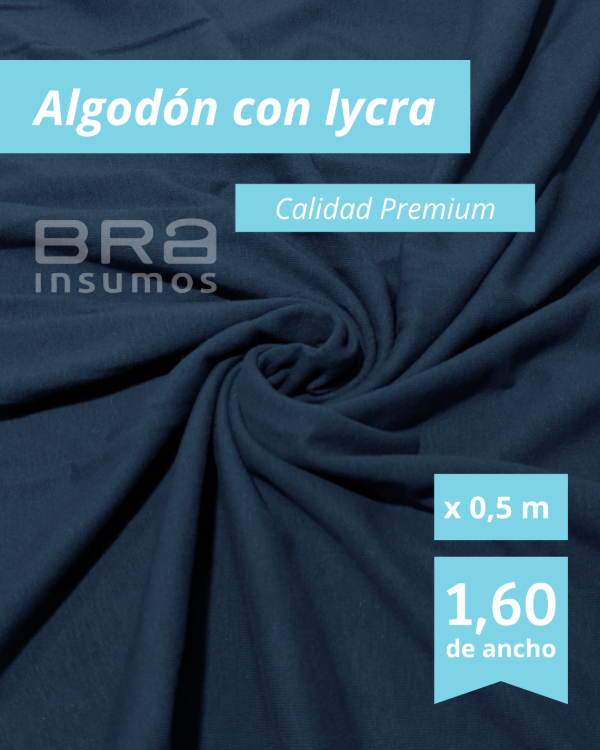 Producto - Algodón con Lycra Premium 1,6 m de Ancho - Azul Noche (x 1/2 Metro) - 0
