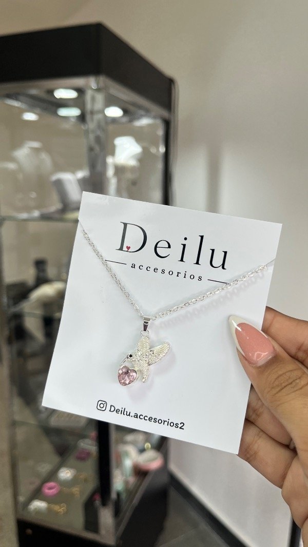 Producto - Collar Colibri corazon rosa - 0
