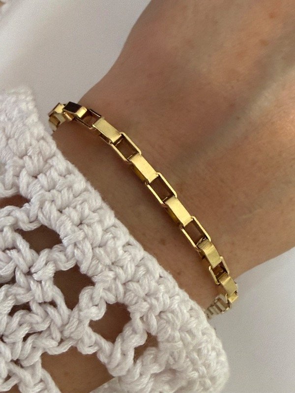 Producto - PD176 Pulsera Ret N4 largo 20 cm acero dorado