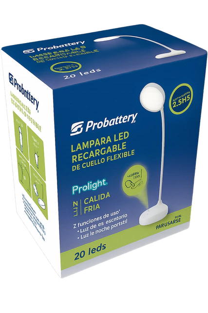 Producto - Velador de Escritorio - Negro - 3 modos de luz - Pila Recargable o uso Cable USB