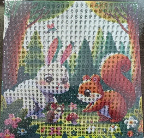 Producto - DIAMOND PAINTING 30X30 BASTIDOR ANIMALITOS EN EL BOSQUE