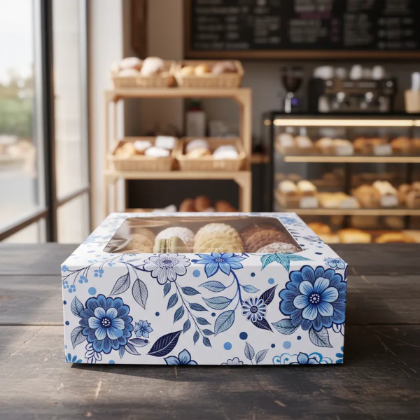 Producto - Caja ESTAMPADA con visor cuadrado 18x18x6