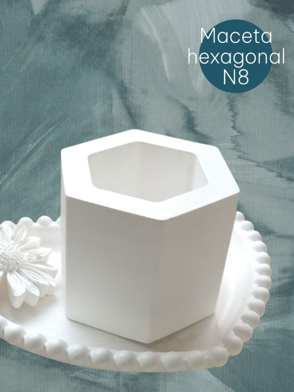 Producto - Maceta hexagonal N8+base corazón+margaritas