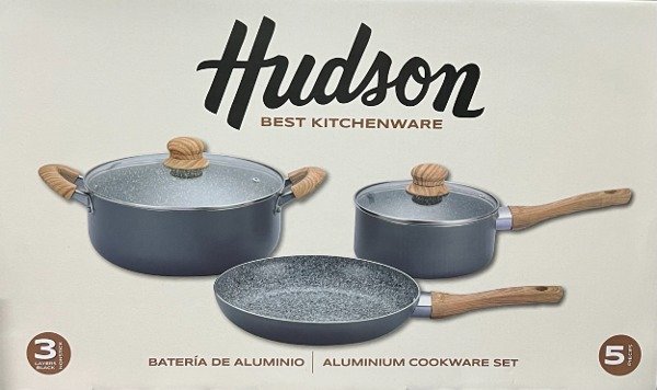 Producto - Bateria Hudson Antiadherente Granito 5 Piezas