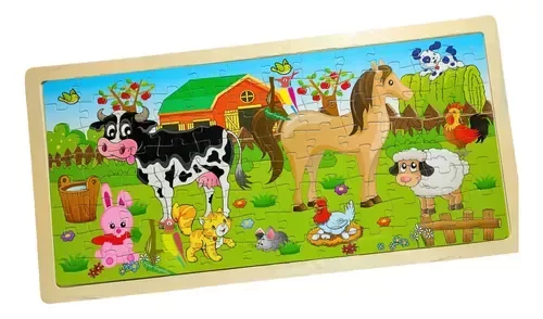 Producto - Rompecabezas Madera 96 Pzs Puzzle Didactico C/ Marco