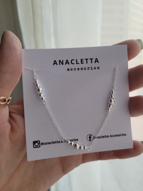 Producto - Pulserita 5 bolitas Plata 925 - 17 cm + 2,5 cm ext