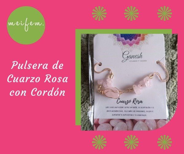 Producto - Pulsera de Cuarzo Rosa con Cordón