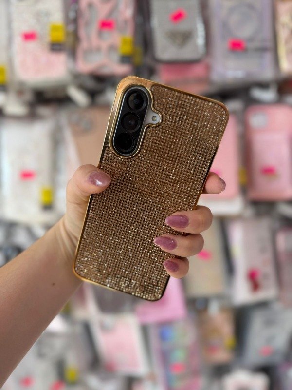 Producto - Case electro brillo dorado