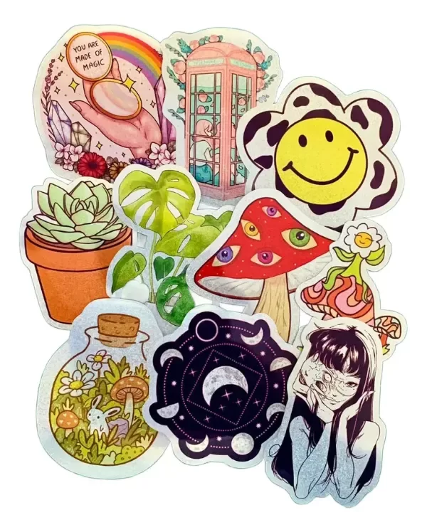 Producto - Stickers Holograficos x10 Aesthetic Mod 2