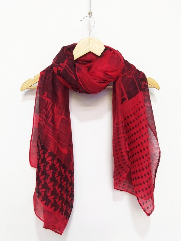 Producto - Pañuelo Mega -base roja estampa en negro-