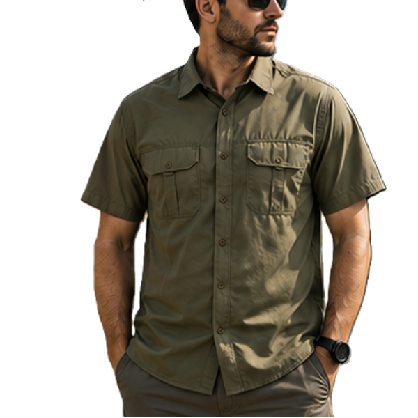 Camisa Trekking Mangas Cortas Elt 3741 Verde Oliva