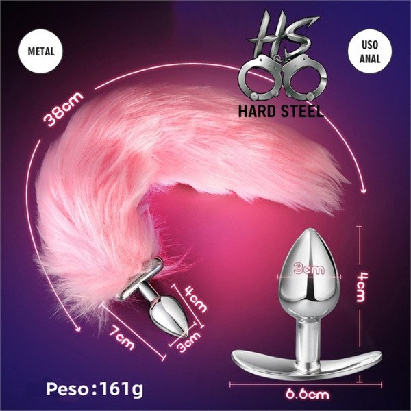 Producto - Plug metal cola de zorro con luz