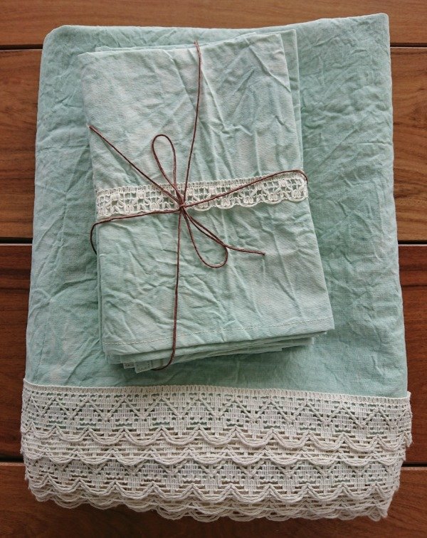 Producto - Set de mantel + 6 servilletas verde agua