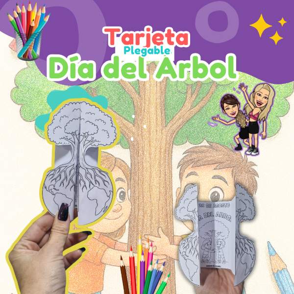 Producto - TARJETA PLEGABLE PARA COLOREAR. DÍA DEL ÁRBOL