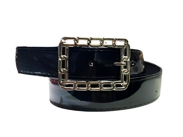 Producto - 105cm Cinto Rectangular Encadenado Charol Negro