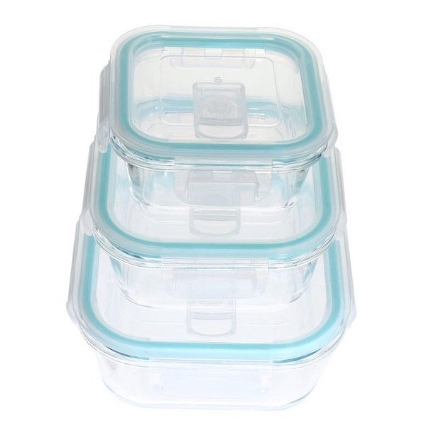 Producto - Tupper de vidrio con tapa x 3