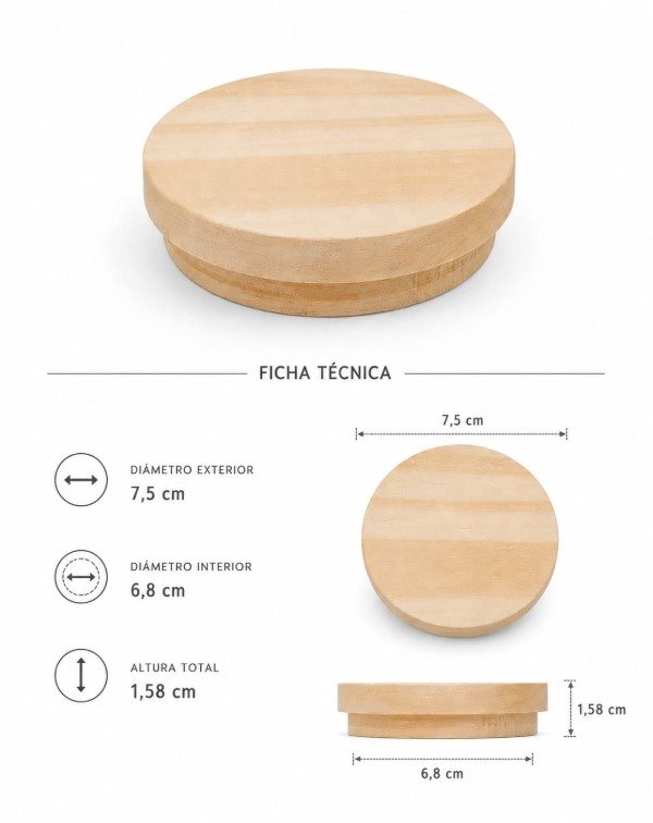 Producto - Tapas de madera para velas