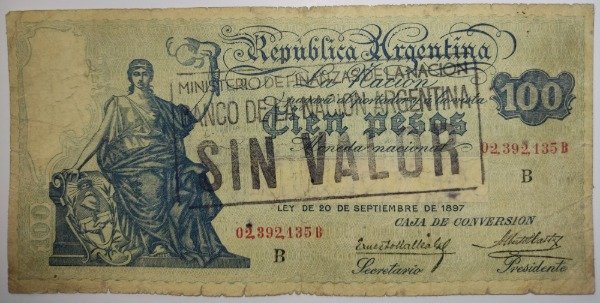 Producto - Billete argentina caja de conversión 100 pesos año 1927 B1687 Col 390d p#247b - 0