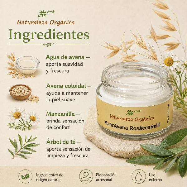 Producto - Crema Natural Manzanilla y Avena ManzAvena Relief Piel Sensible Rostro - 2