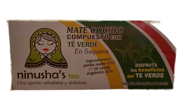 Producto - Mate Cocido Marca Ninusha S, con Té verde orgánico