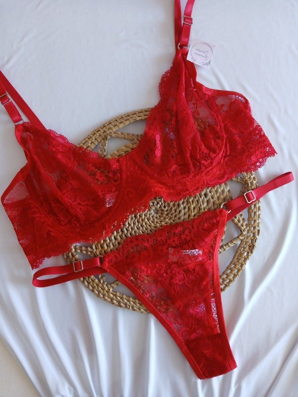 Producto - Conjunto encaje con aro rojo T.85