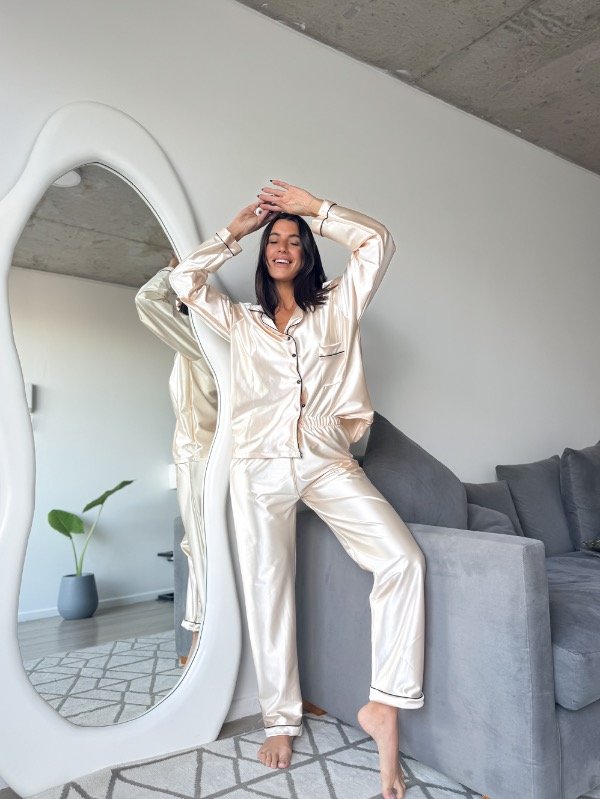 Producto - COMBO SATÉN pijama + bata champagne - 17