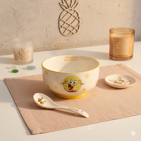 Producto - Bowl cerámica Bob esponja 750cc + cuchara