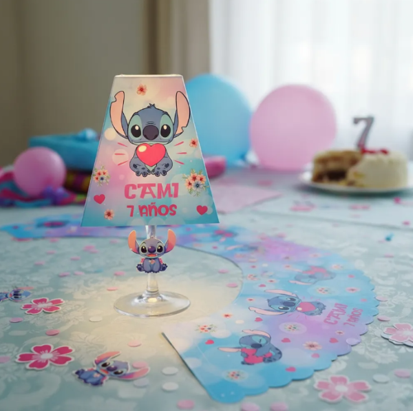 Producto - Lámpara Imprimible Velador Copa Centro Mesa Stitch