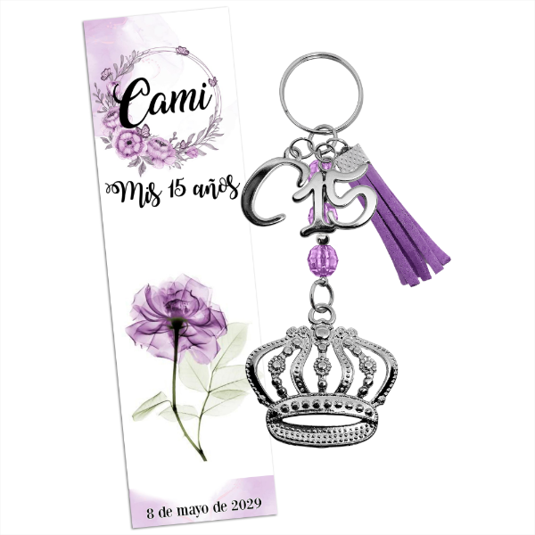 Producto - Llavero de Corona + Inicial + N15 + Fleco