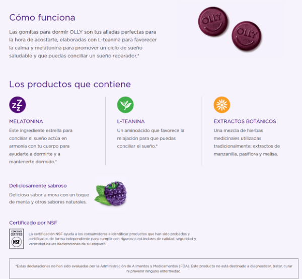 Producto - OLLY Gomitas para dormir 3mg melatonina (50 gomitas) - 1