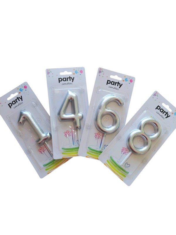 Producto - Vela número plateado 9cm