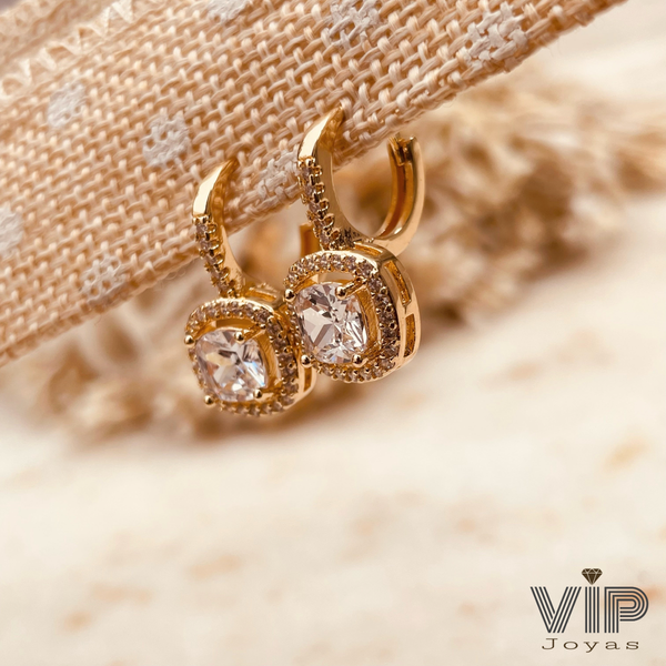 Producto - Aros Argollas Chart Cubics Baño Oro 18K