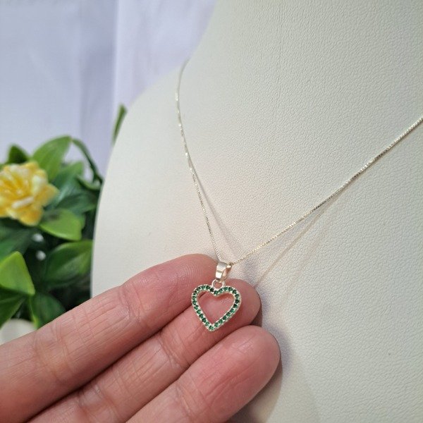 Producto - Dije o Collar Corazon Cubic Verde