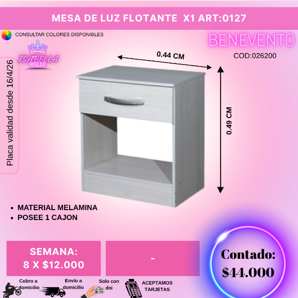 Producto - MESA DE LUZ FLOTANTE  COD:031