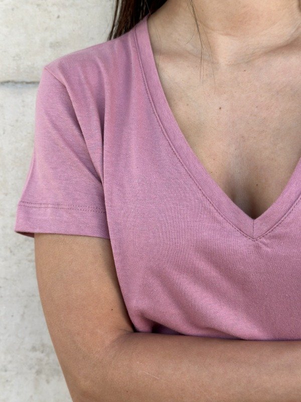 Producto - Mangas Cortas Escote Pico Rosa