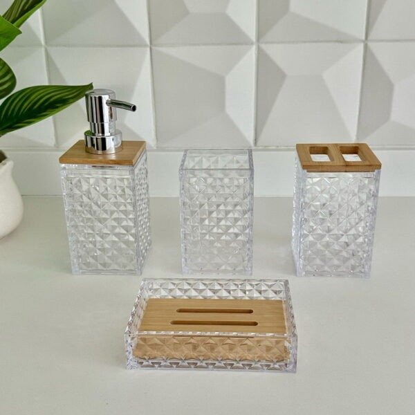 Producto - set de baño diamante c/bambu x4pcs