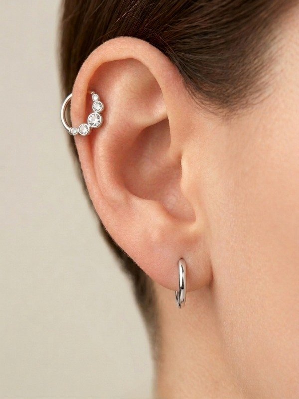 Producto - Aros cuff con Strass Plata925 - 0
