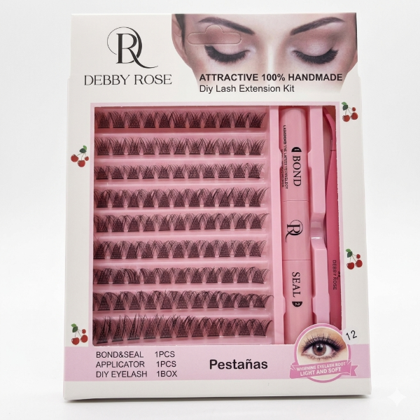Producto - Set pestañas DIY Eyelaah + bonder, pegamento, pinza (#12) - Debby Rose