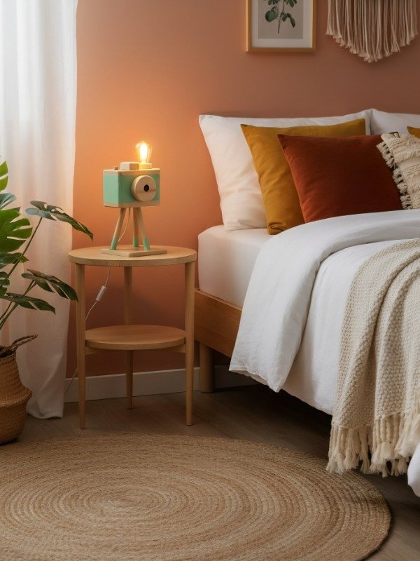 Producto - Lampara Velador Madera Cámara vintage