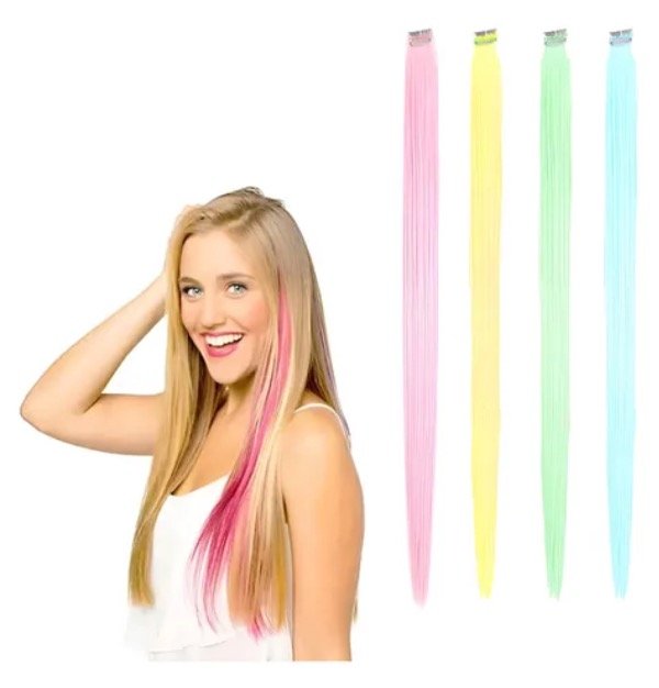 Producto - Extensiones Mechón de pelo colores surtidos Pastel x20u.