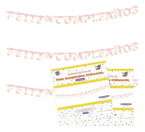 Producto - Banderin feliz cumple iridiscente - 0