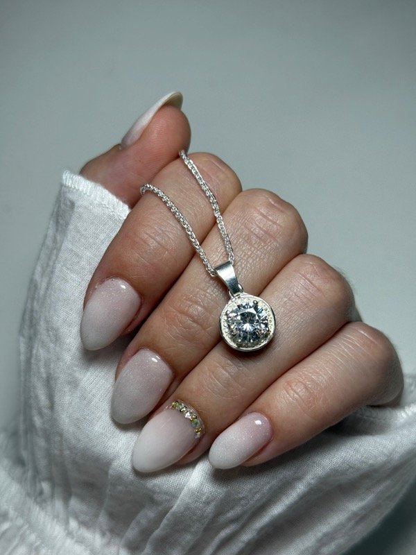 Producto - Dije piedra círculo blanca - 1