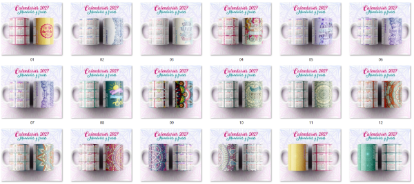 Producto - Plantillas Sublimar Tazas Calendarios 2027 Mandalas Frases Sublimacion - 3