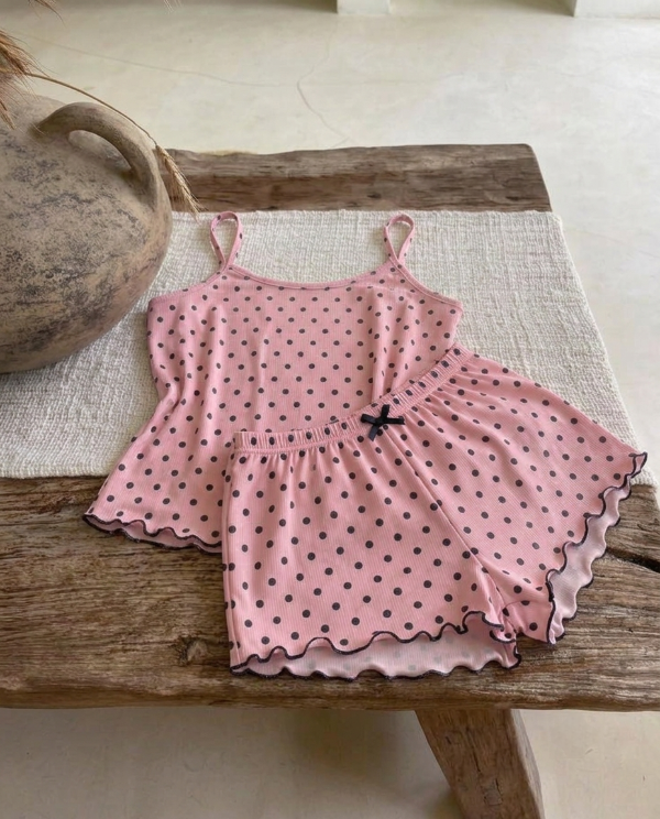 Producto - Pijama morley rulete - Rosa a lunares